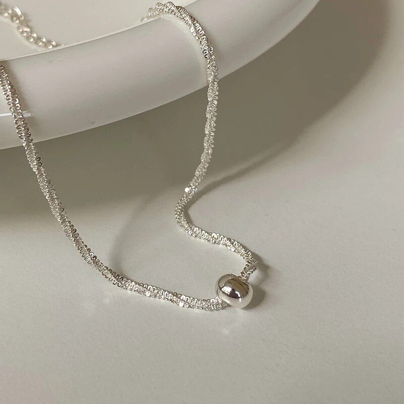 New 925 Sterling Silver Snake Bone Chain Shiny Round Beads Clavicle Chain Temperament Wedding Gift Ladies Exquisite Jewelry