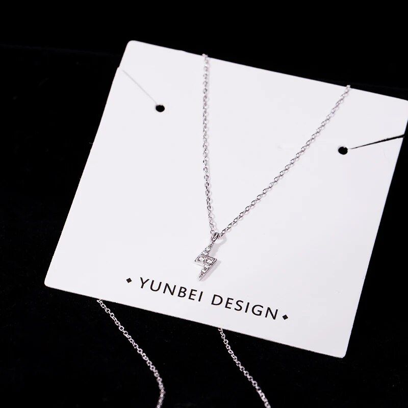 925 Sterling Silver Geometric Necklace Cute Flash Diamond Pendant Accessories Female Clavicle Chain Fashion Jewelry Gift