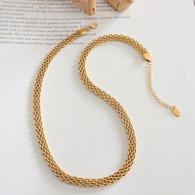 Jewelry Punk Rope Chain Iron Iced Out Gold Color Long Twisted Braided Chain Necklace For Men Women