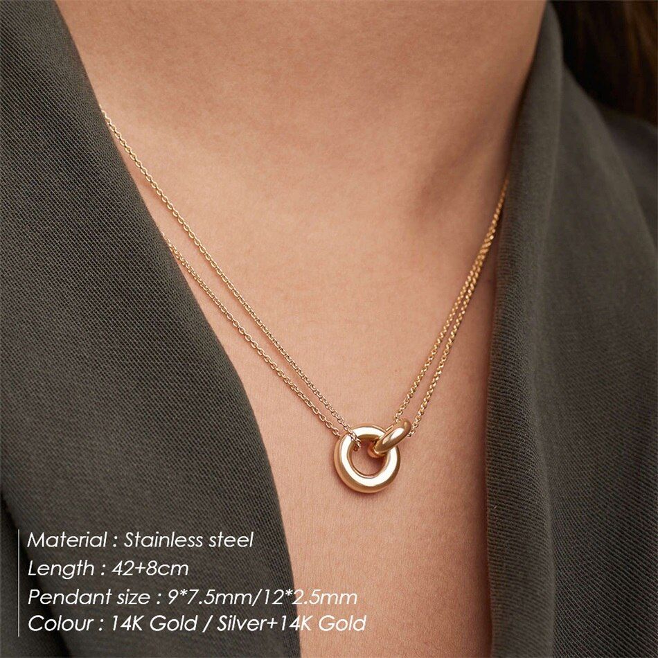 316L Stainless Steel Two Color Necklace For Women Choker Pendant Festival Party Gift Jewelry Wholesale/Dropshipping