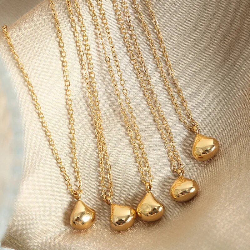 Trendy Retro Necklace 2024 Retro Simplicity Geometric Pendant Necklace Glossy Collarbone Chain Woman