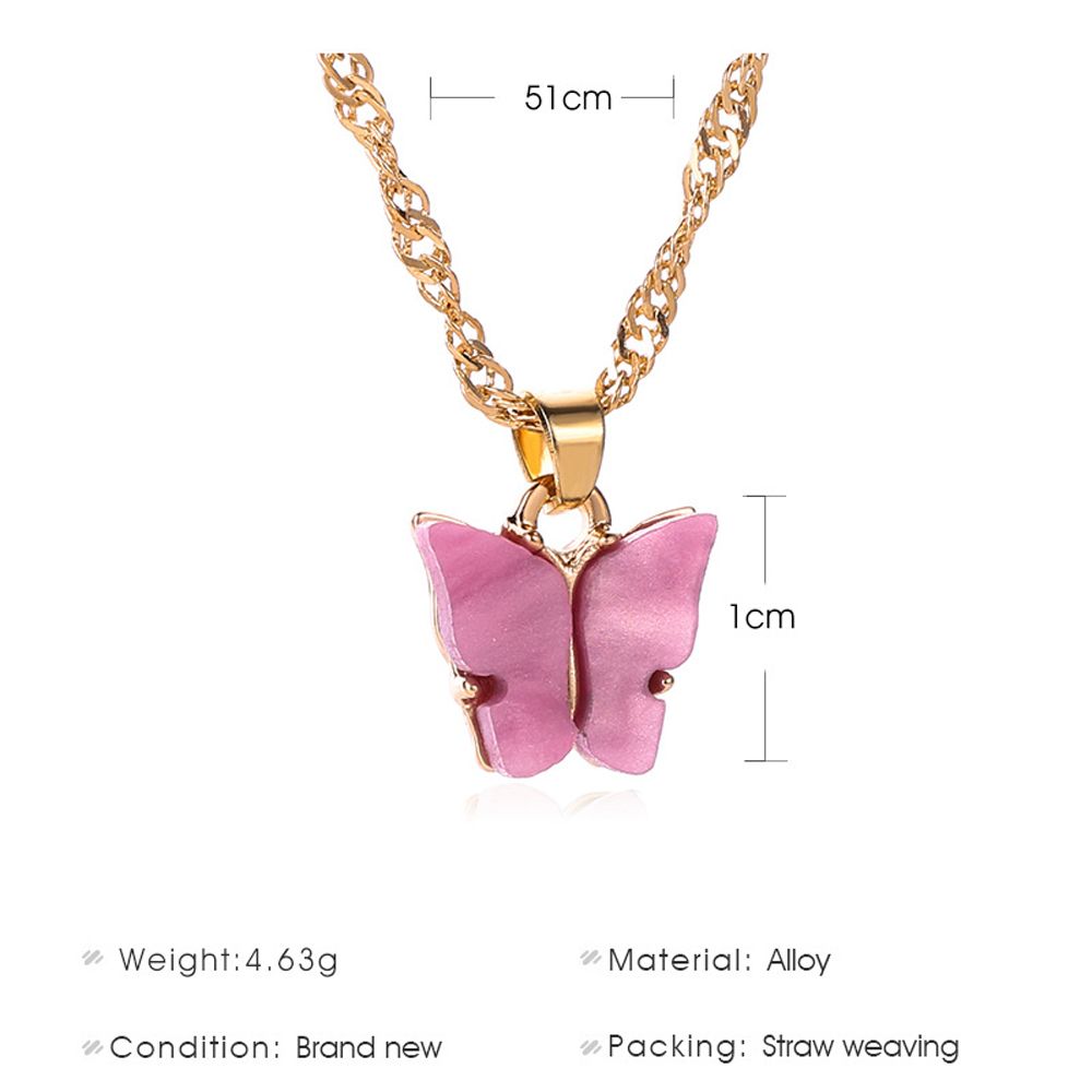 New Fashion Acrylic Color Butterfly Necklace Long Wild Clavicle Chain Pendant Necklaces For Women Jewelry