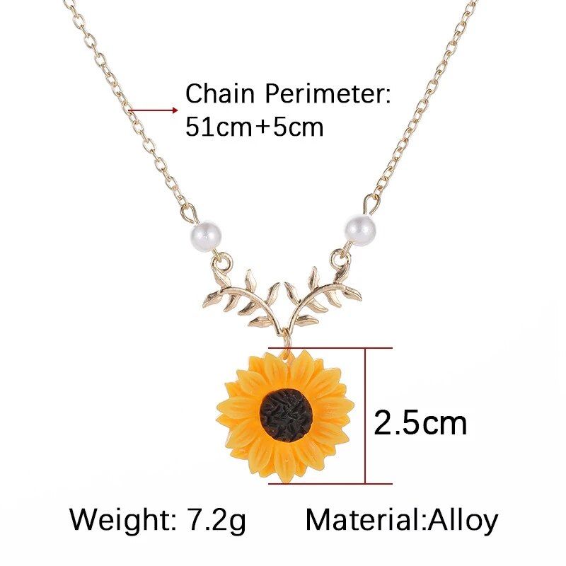 2024 New Delicate Sunflower Women Pendant Necklace Creative Imitation Pearls Jewelry Necklace Clothes Accessories Jewelry Gifts