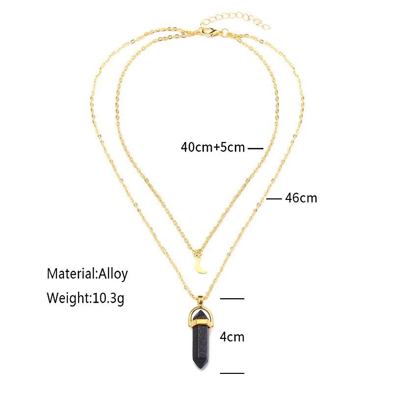 Wholesale Fashion Bohemia 1 PCS Natural Stone Moon Choker Gold Color Crystal Pendant Necklace For Women Wedding Party Gift