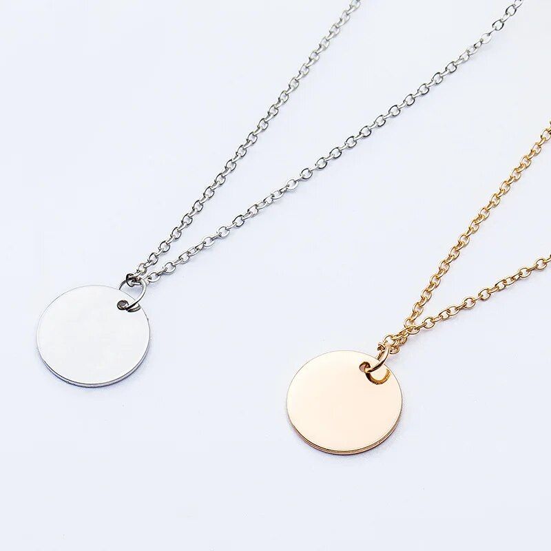 New Fashion Punk Round Coin Pendant Necklaces Women Chain Clavicle Collares Jewelry Bijoux Minimalist Mujer Gothic Necklace