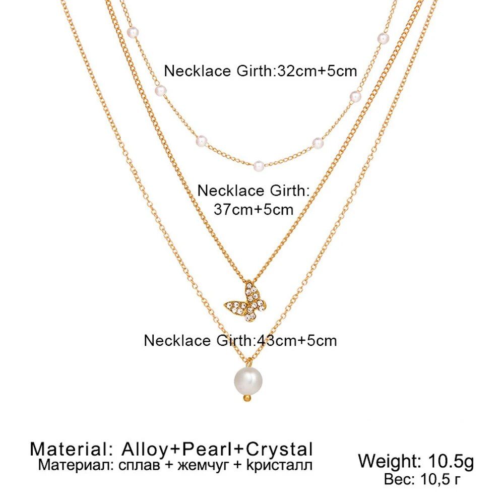 2024 NewShiny Butterfly Necklace Ladies Exquisite Double Layer Clavicle Chain Necklace Jewelry for Ladies Gift