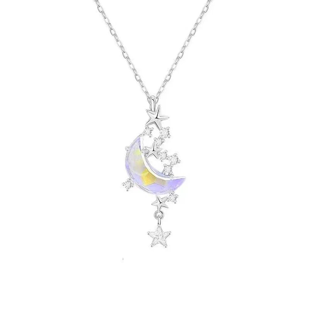 2024 New Korea Moon Star Chokers Necklace Colorful Glazed Stone Pendant Necklaces for Women Fashion Jewelry Gifts