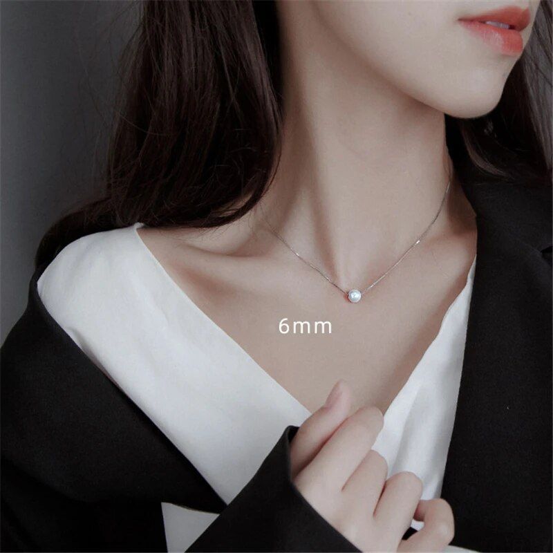 Luxury   Fashion White 6 8 10mm Pearl Pendant Short Necklace for Women Wedding Jewelry Women Accessories