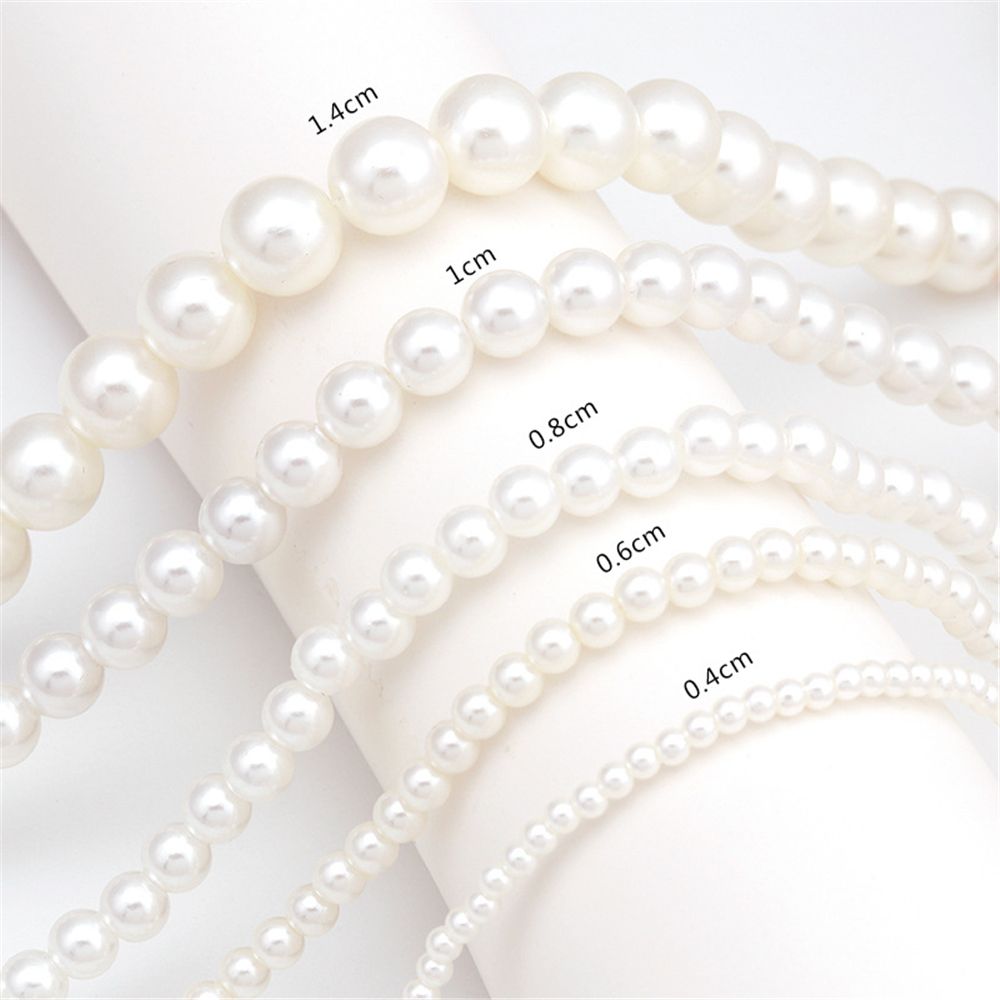 4-6-8-10-14mm White Imitation Pearl Necklace Fashion Beaded Collar Chain Choker Necklace for Women Trendy Wedding Jewelry