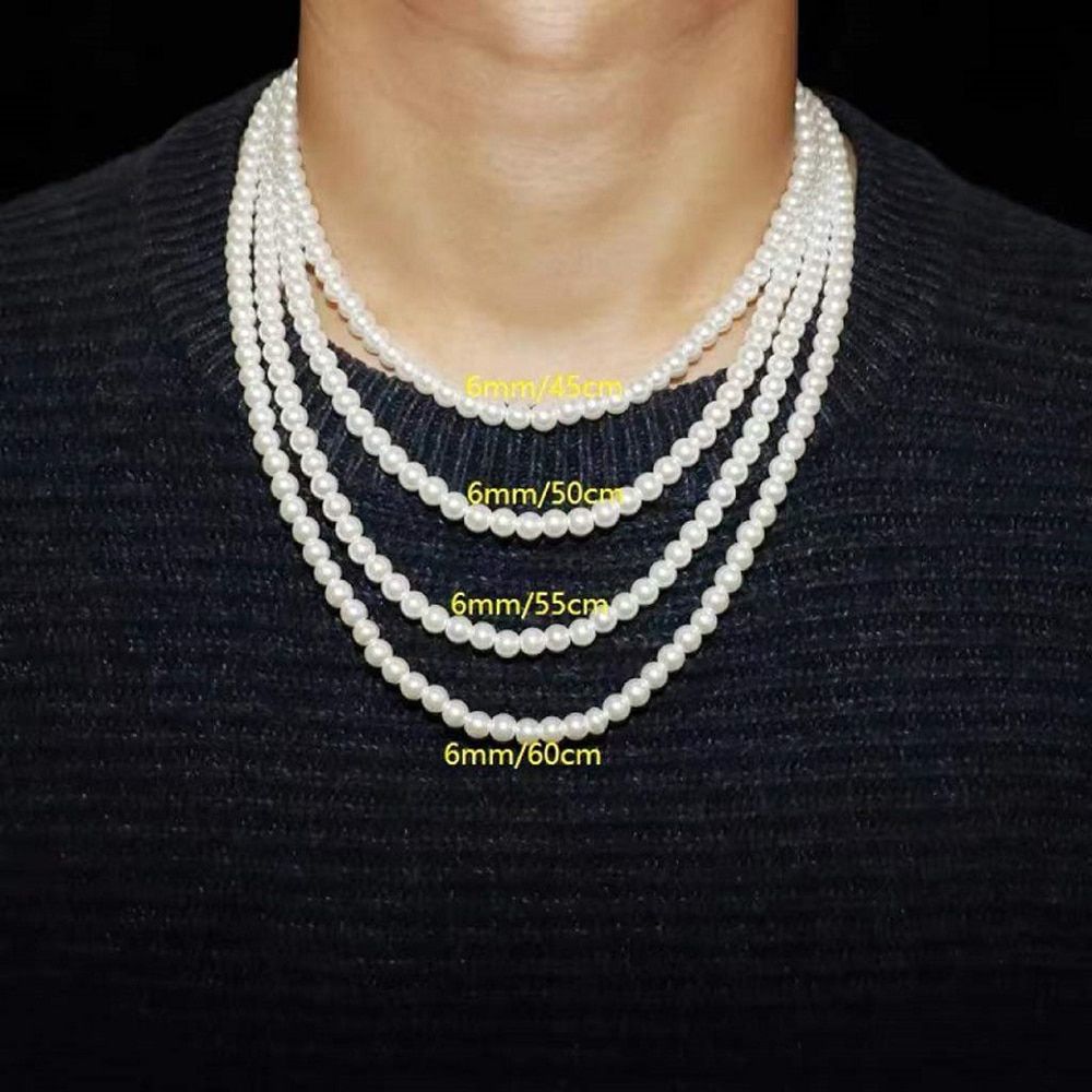 New Trendy Imitation Pearl Necklace Men Temperament Simple Handmade Strand Bead Necklace For Women Jewelry Gift