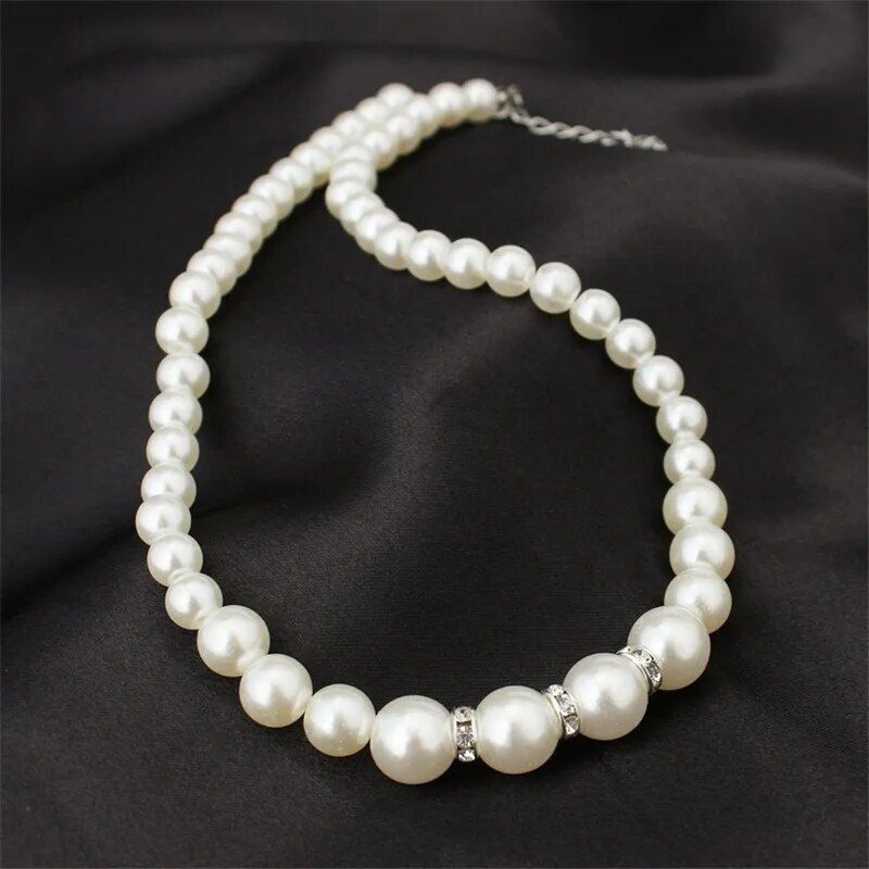 Wedding Engagement Women Simulated Pearls Jewelry Set Necklace  Earrings  Bracelets Fashion Jewelry For Lady Party Gift