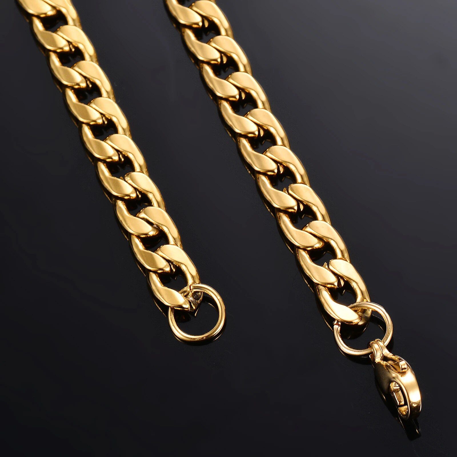 1 piece Length 21cm-100cm Gold Color Flat Curb Chain Necklace 3mm-7.5mm Stainless Steel Curb Link Chain for Men Women