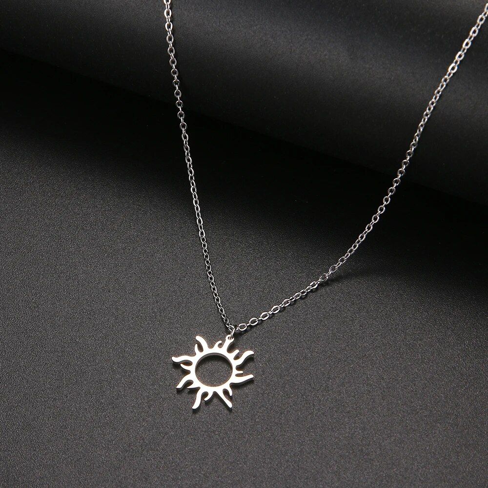 316L Stainless Steel Necklace Plated Ethnic Sun Totem Pendent Necklaces For Charm Women Birthday Party Fashion Jewelry