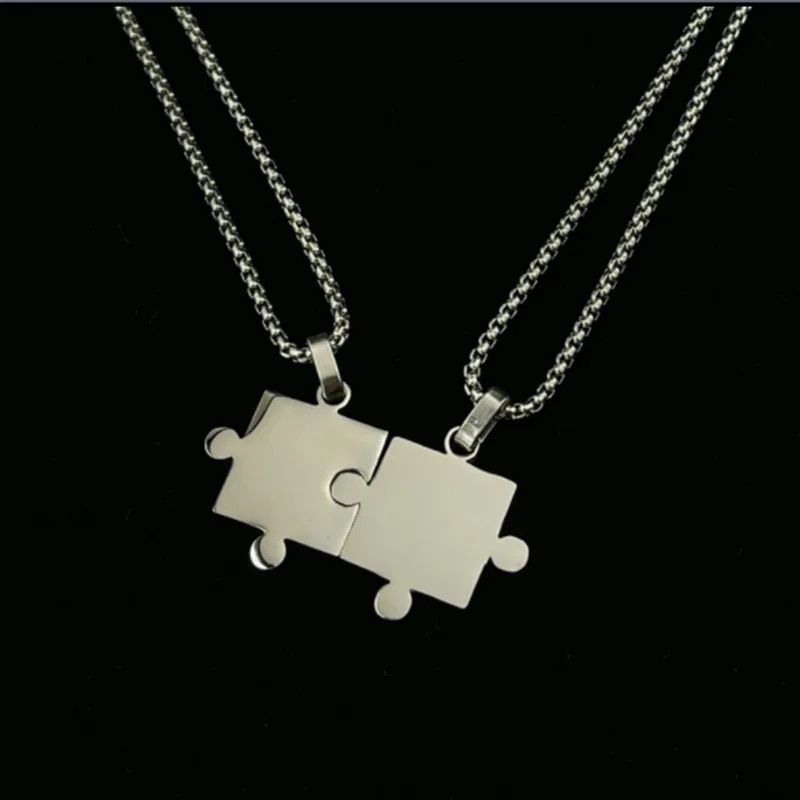 New Fashion Hip Hop Titanium Steel Puzzle Pendant Necklace for Women Men Couples Punk Choker Collar Lover Jewelry Gift 2023