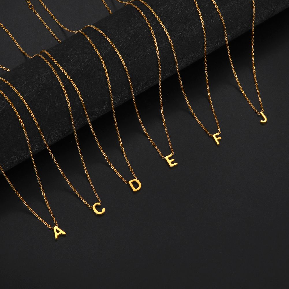 A-Z Letter Necklace for Women Alphabet Stainless Steel Choker Chains Jewelry Birthday Gift Wholesale