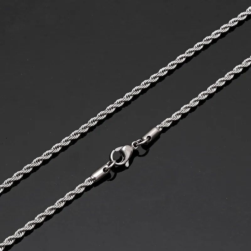 Wholesale Price Width 2MM 316L Stainless Steel Twist Chain Necklace Fashion Titanium Steel Link Necklace For Men and Women