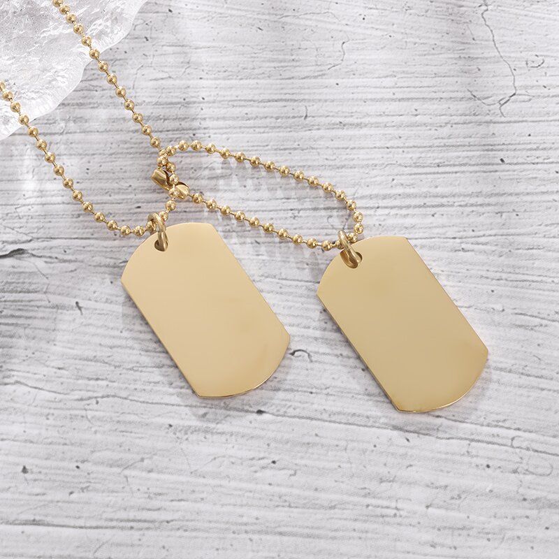 Stainless Steel Double Layer Dog Tag Necklace High Polished Titanium Steel Pendant for Men Women Fashion Personality Diy Jewelry