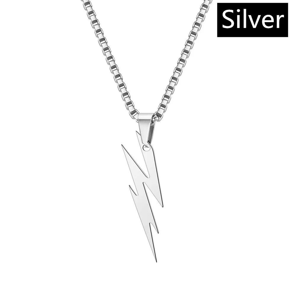 Mens Jewellery New The Flash Lightning Shape Titanium Steel Necklace Men's Trendy Brand Necklace Hip Hop Pendant Men Jewelry