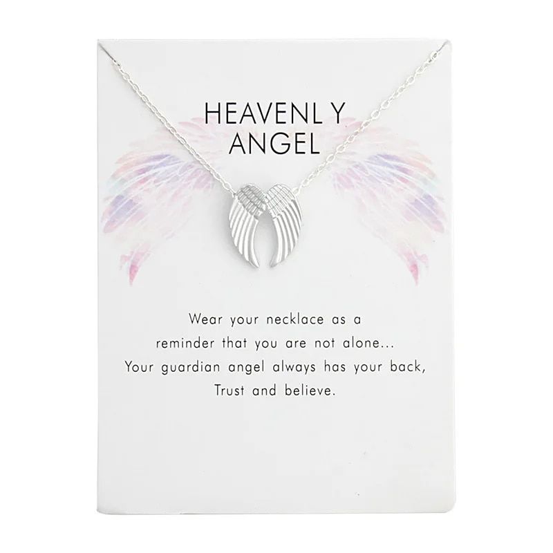 New Trendy Fashion Silver Gold Color Alloy Heavenly Angel Wings Pendant Necklaces for Women Girl Fashion Jewelry Dropship