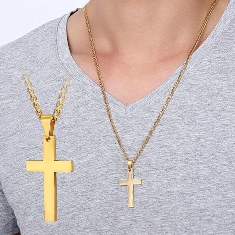 Fashion Stainless Steel Cross Pendant Necklace For Women Men Link Chain Charm Necklace Cool Boys Girls Punk Hip Hop Jewelry Gift