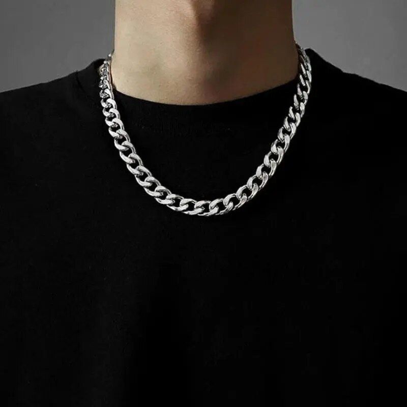 Long Stainless Steel Chain Necklace Hip Hop for Women Men on The Neck Fashion Jewelry Accessories Choker Valentine's Day