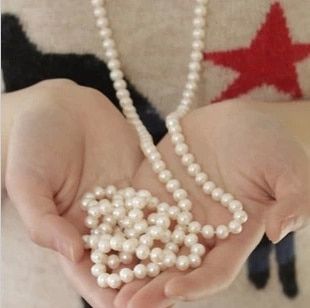 2024 New Fashion Women Jewelry Pearl Bead Necklace Long Sweater Chain Necklace For Women Dress Accessories Gift For Girl Mother