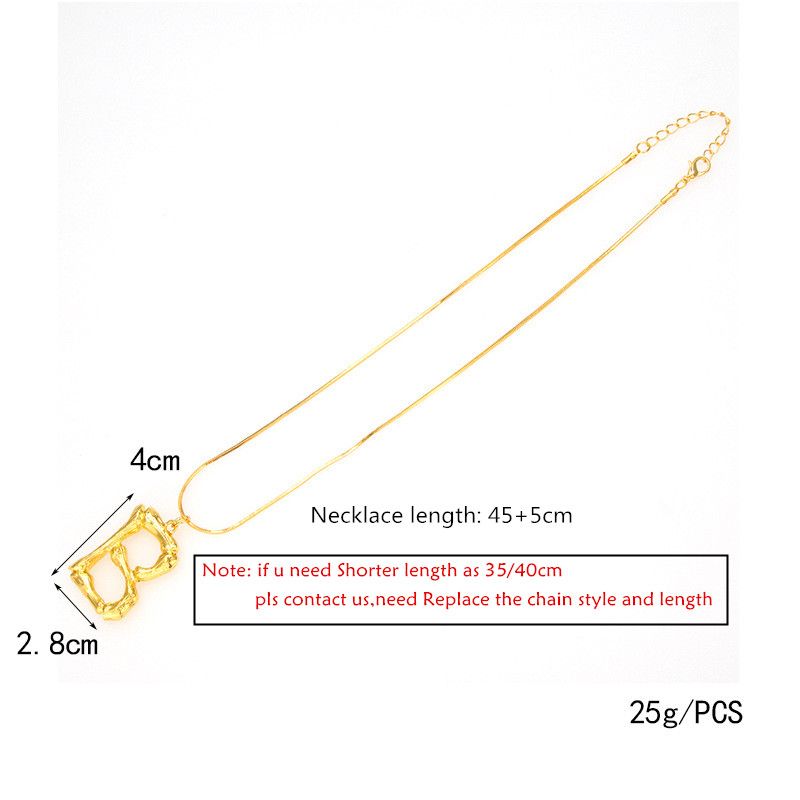 Choker Alphabet Pendants Gold Color Copper Big Large initial A-Z Letter Pendant Necklace 26 Initial Collares Jewelry