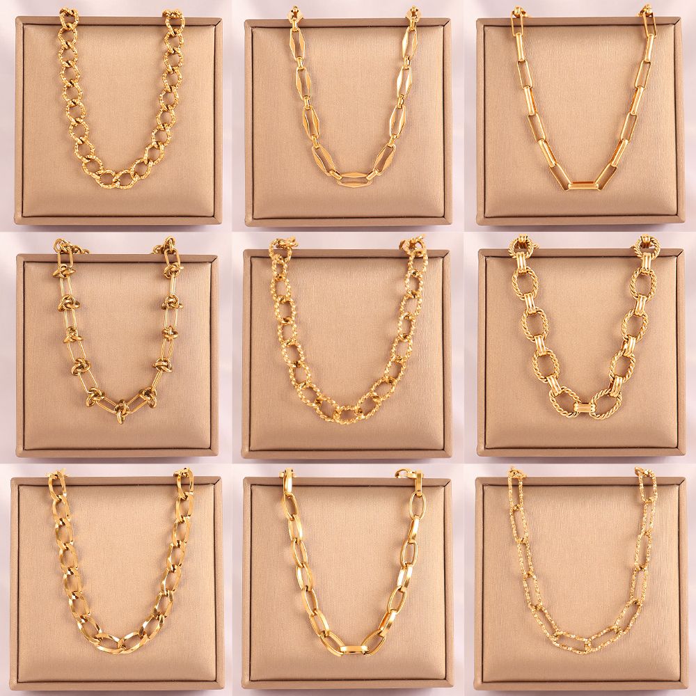 Gold Color Thick Chain Choker Necklace 316L Stainless Steel Necklace For Women Chain Necklaces Fashion Jewelry Party Gifts