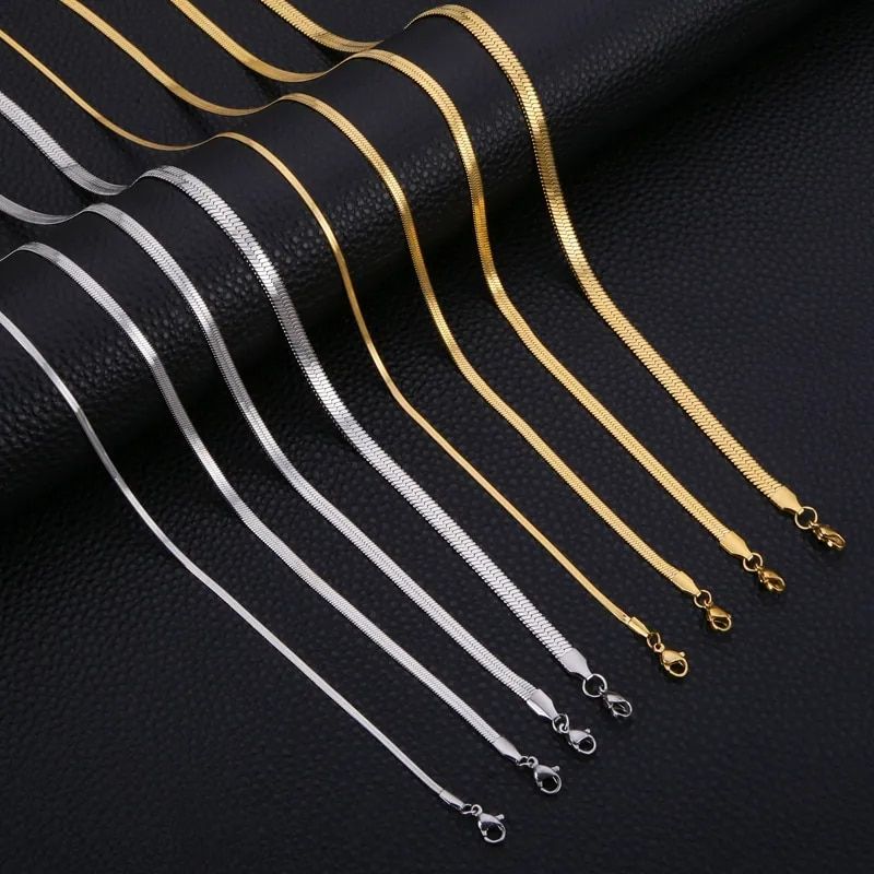 Fashion Stainless Steel Necklace 40-45-50-60CM Blade Snake Glod Bone Chain Men's & Women's Jewelry Gifts Party And Wedding