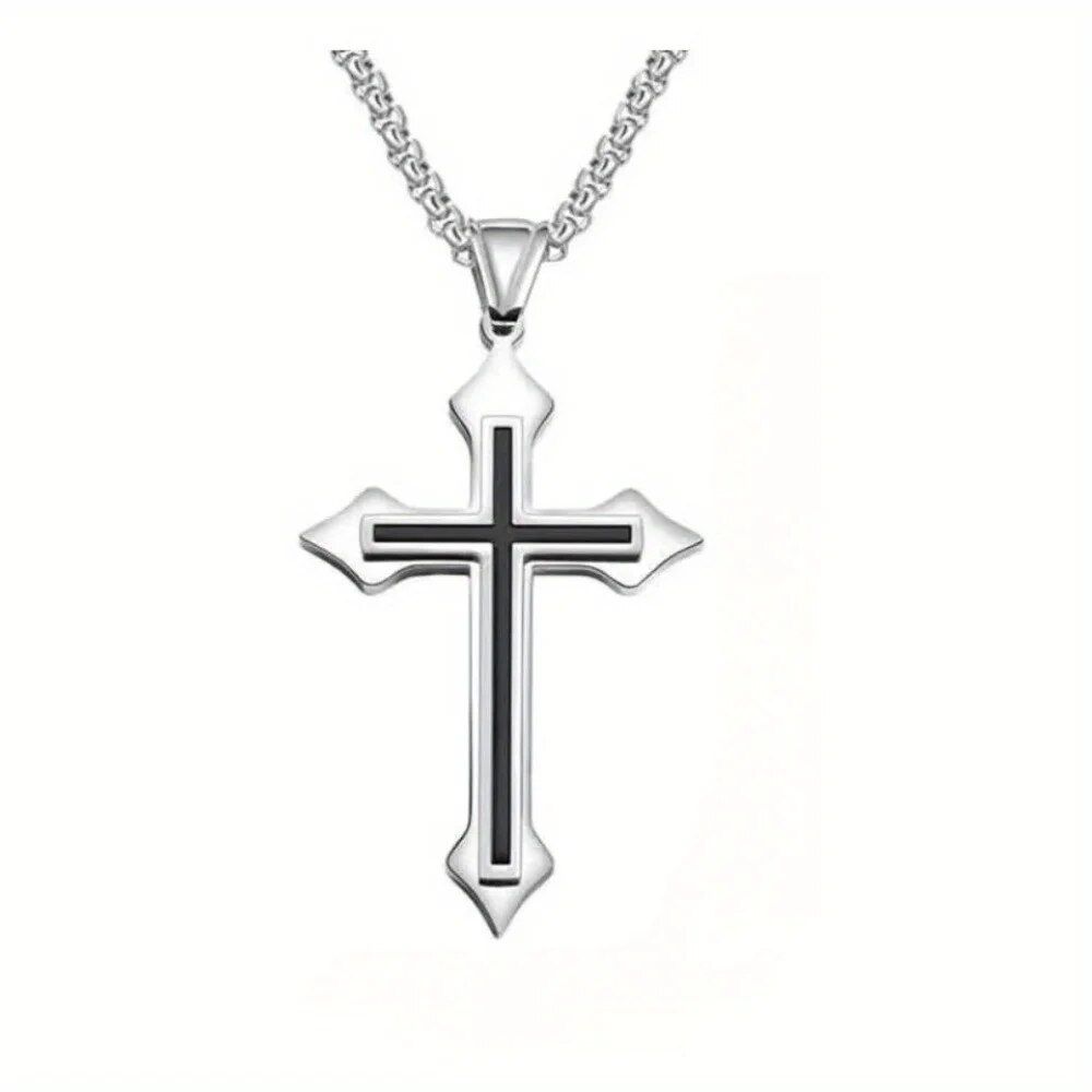 1pc Simple Fashion Stainless steel Cross Pendant Necklace