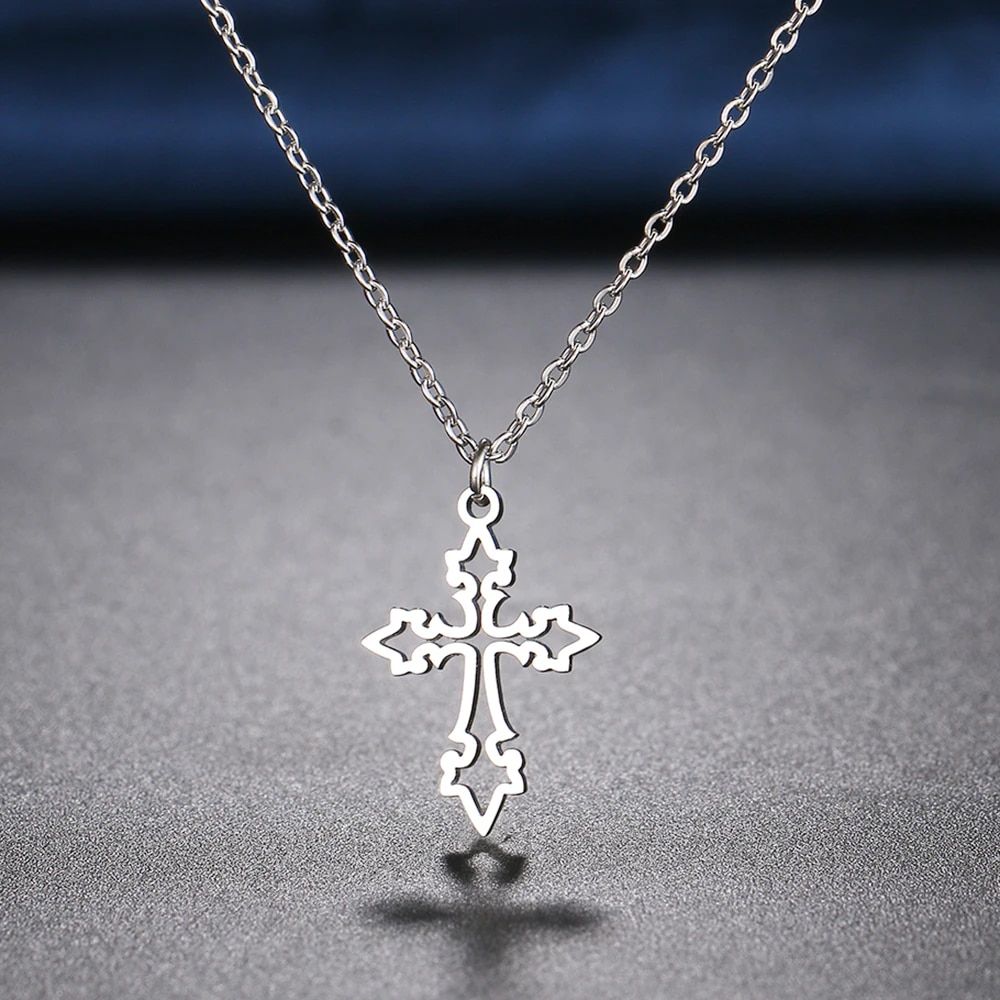 Stainless Steel Necklaces Vintage Cross Pendants Chain Choker Jewellery Fashion Necklace For Women Jewelry Goth Party Gifts NEW