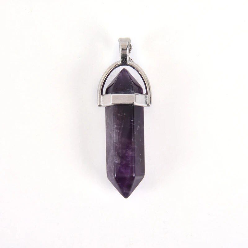 1pcs Fashion Quality Natural Stone Crystal Pillar Charms Chakra Pendulum Pendant Necklace FOR WOMAN Leather Chains Jewelry