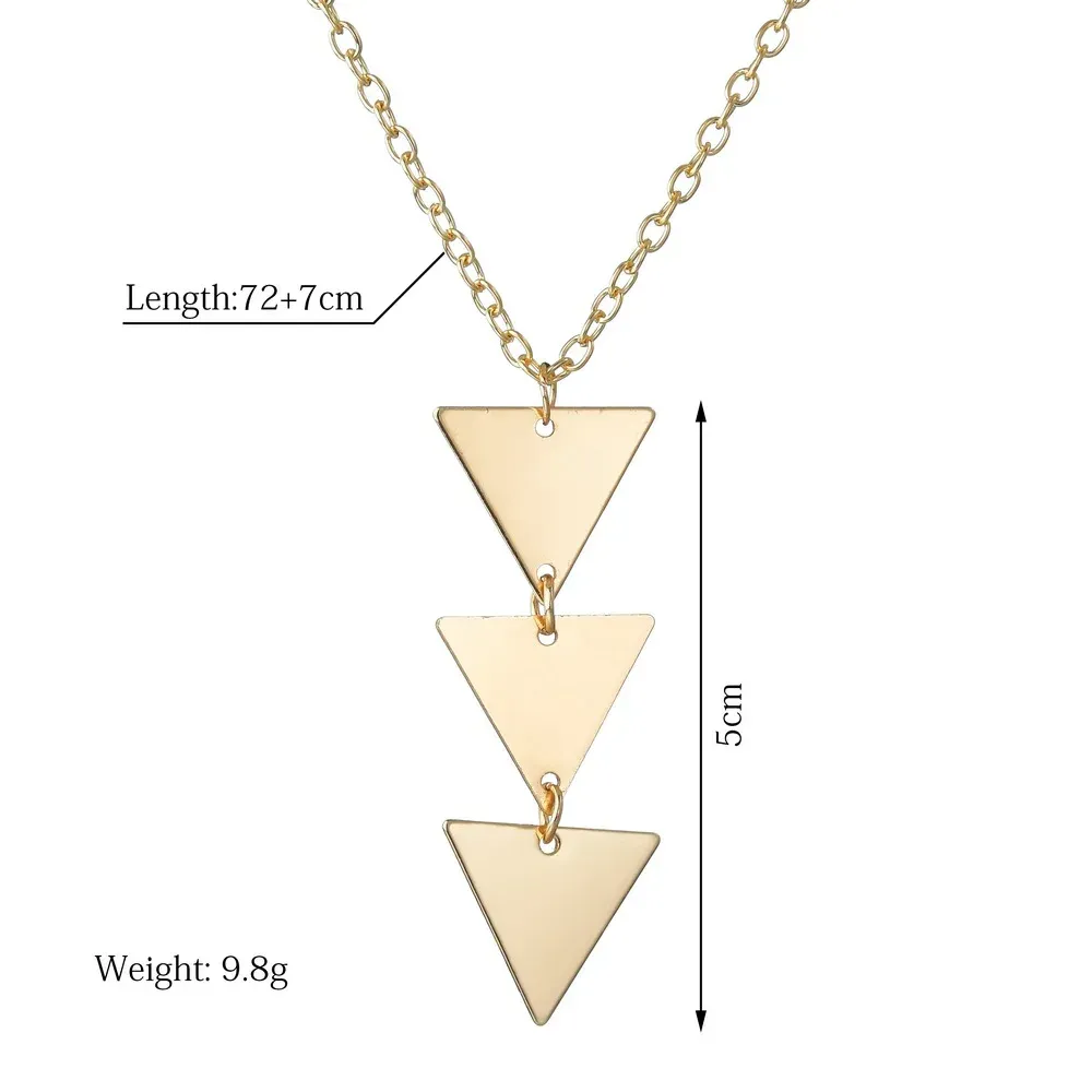 New Fanshion Gold Color Long Chain Choker Triangle Pendent Necklace For Women Collares Necklace Jewelry Girl Gift Bijoux Femme