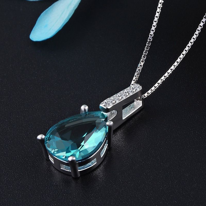 New 2024 Pure Natural Blue Topaz Pendant S925 Carat Necklace Colgantes Wedding Pendant for women dropshipping