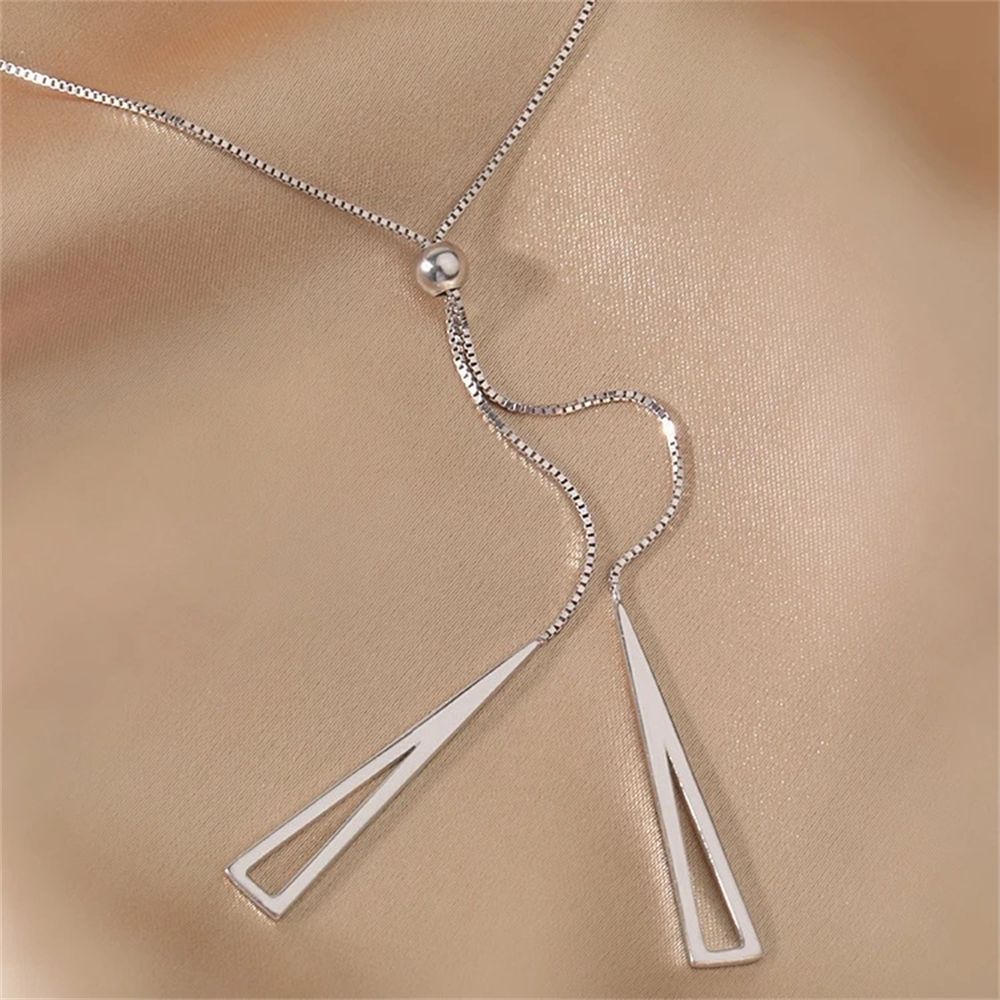 Triangle Necklace Simple Trendy Geometric Gift Choker Water Drop Fashion Long Tassel For Women Pendant Metal Silver Color