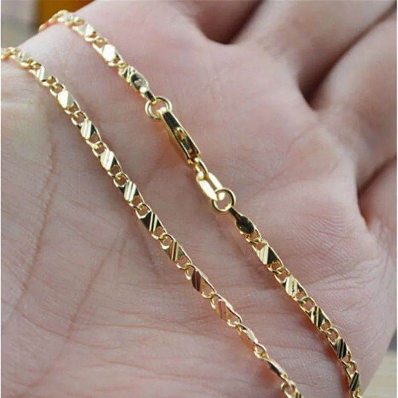 Fashion 18K Gold Color Filled Necklace For Women Men Size 16-30 Inch Jewelry Chain Wholesale