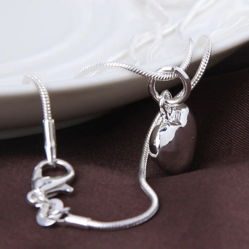 925 Sterling Silver Solid Small Heart Pendant Necklace 16-30 Inch Snake Chain For Women Wedding Charm Fashion Jewelry