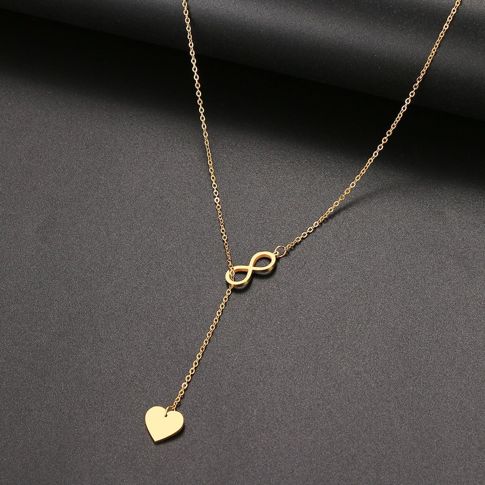 316L Stainless Steel Fashion 8 And Heart Shape Pendant Layered style Necklace For Women Jewelry Party Friend Gifts 2022 New