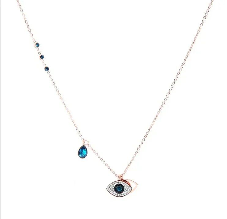 Summer Hot women Necklace Crystals from Austrian Exquisite Titanium Steel Rose Gold Demon Eye necklace as sweet gift