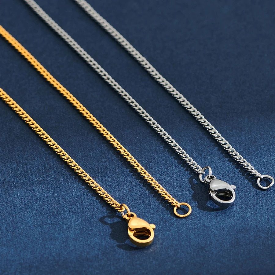 2mm Wide Stainless Steel Link Chain Necklace for Men and Women Silver Color and Gold Color Available Length 14"-30"