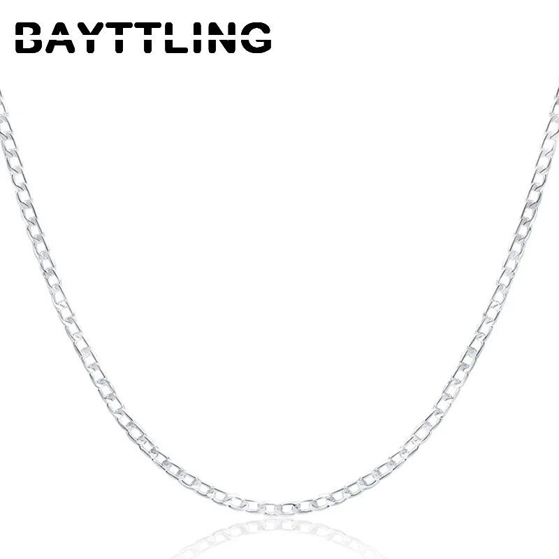 TOYOUTHAGAIN 925 Sterling Silver 16/18/20/22/24/26/28/30 inches 4MM Full Sideways Chain Necklace For Women Men Wedding Jewelry Gift