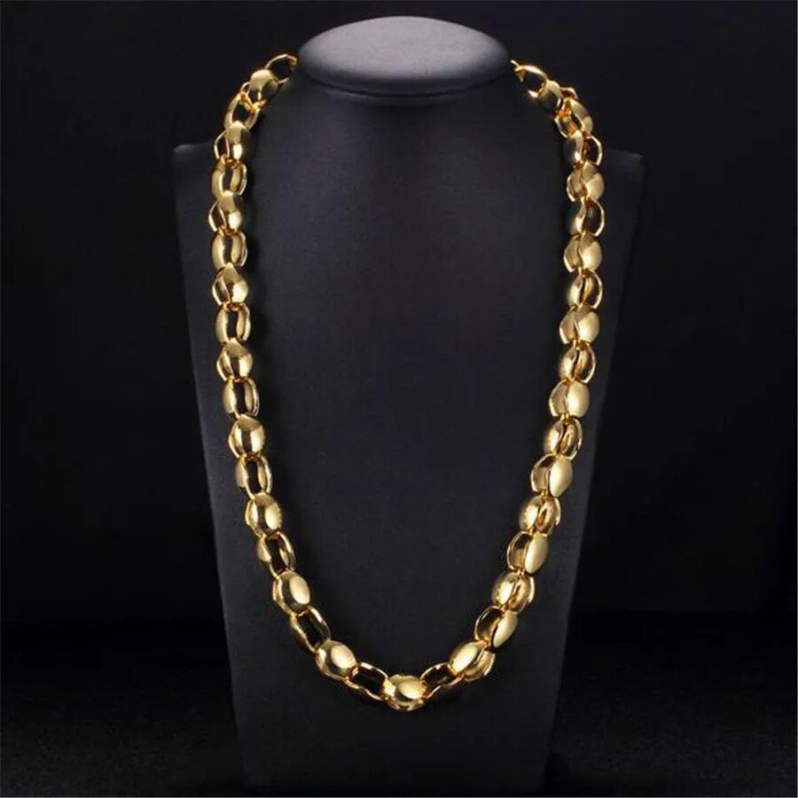 Free Shipping Golden 18 K Chain Necklace 20 inch Men's Personality Atmosphere Simple Necklace 50CM