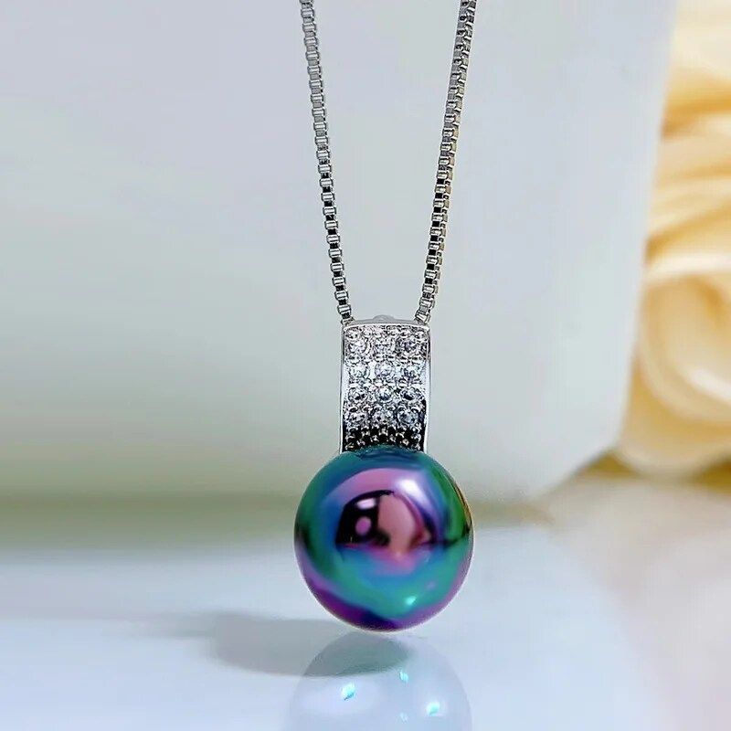 S925 Silver Necklace Tahitian Black Pearl Necklace Pendant Tamsui K Gold Natural Neckchain Jewelry