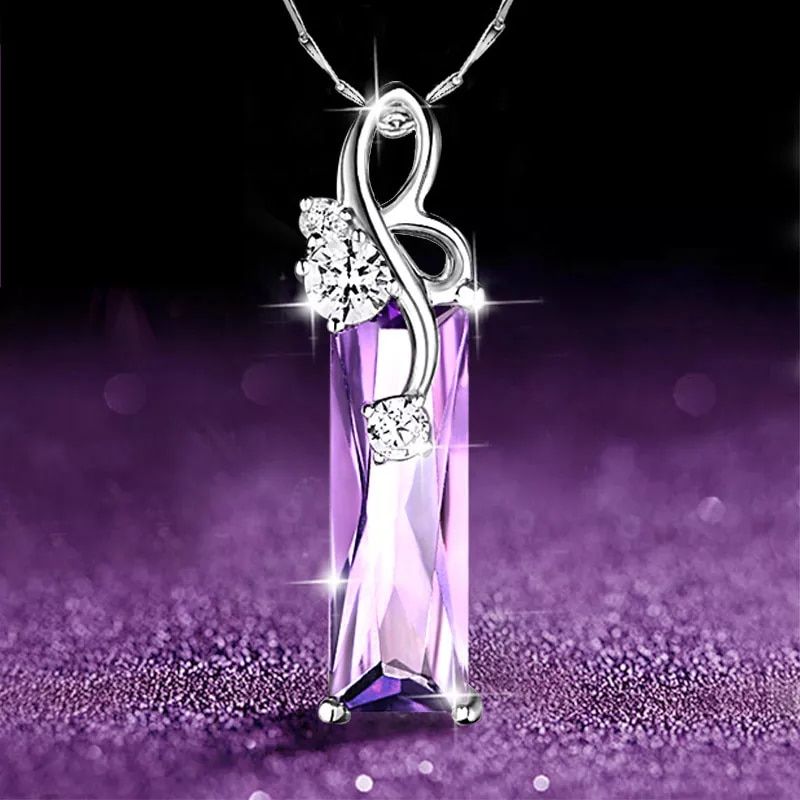 TOYOUTHAGAIN Aesthetic Purple CZ Women's Necklace Marquise/Square/Water Drop/Flower Pendant Luxury Fashion Female Wedding Jewelry 2021