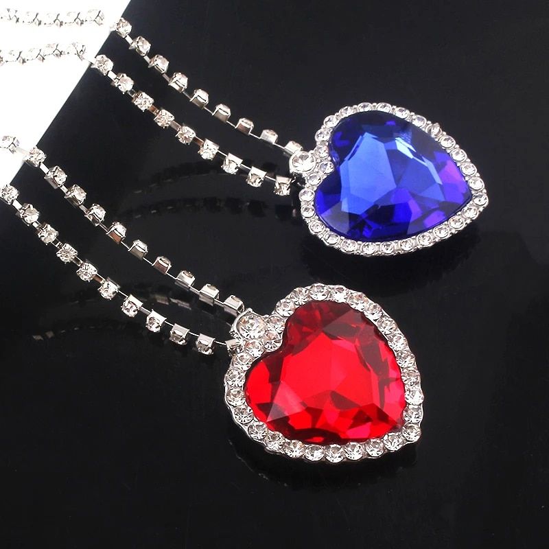 Movie TITANIC Heart Of the Ocean Necklace Love Forever Blue Red Crystal Pendants Necklace Women Wedding Jewelry Gift