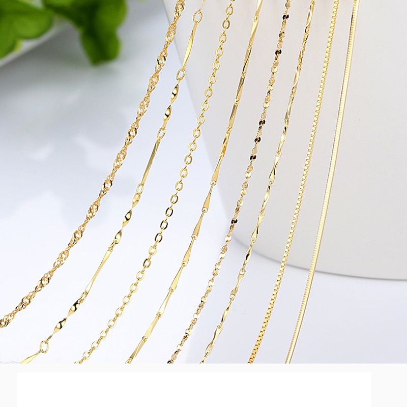 TOYOUTHAGAINReal Gold Jewelry 14k Coating Chain Necklace For Women Clavicle Chain Collar Birthday Gift Water Snake Bone Neck Collares