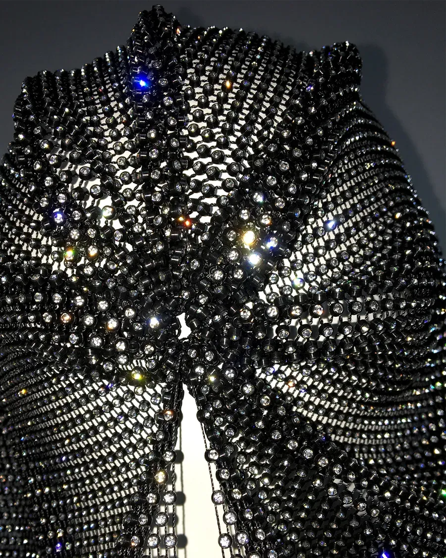 Black Rhinestone Mesh Hood Scarf for Parties and Photos
