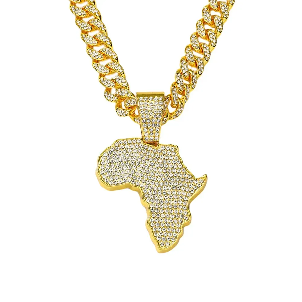 Africa Map Iced Chain Necklace&Hip-Hop