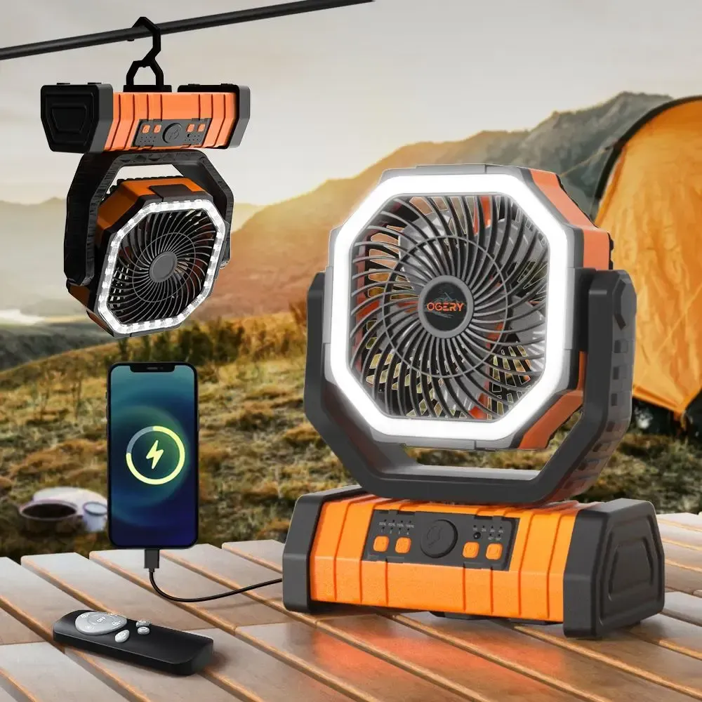 Portable Solar Misting Fan with LED Light 🌞 Rechargeable Camping Fan