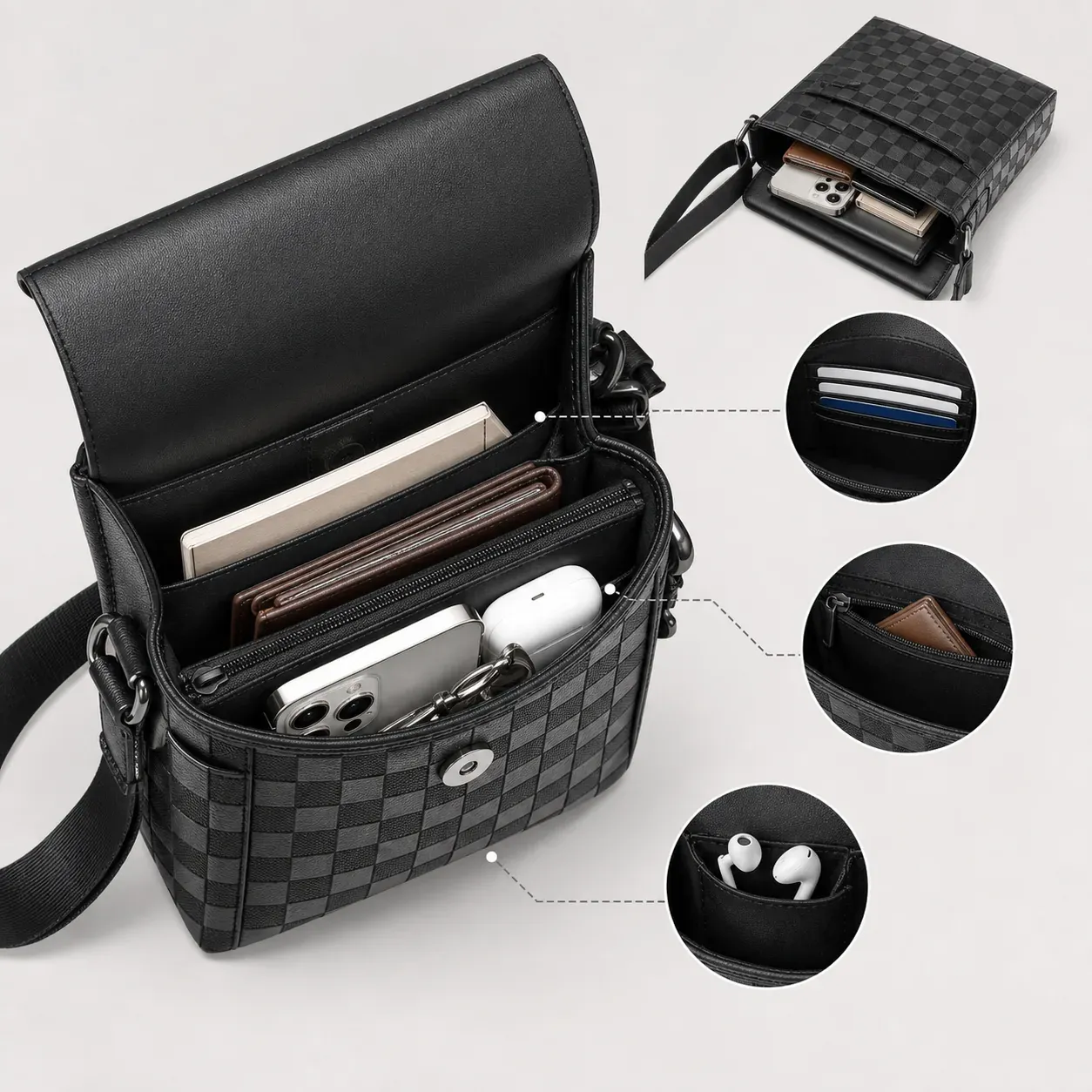 Black Business Crossbody Bag for Men